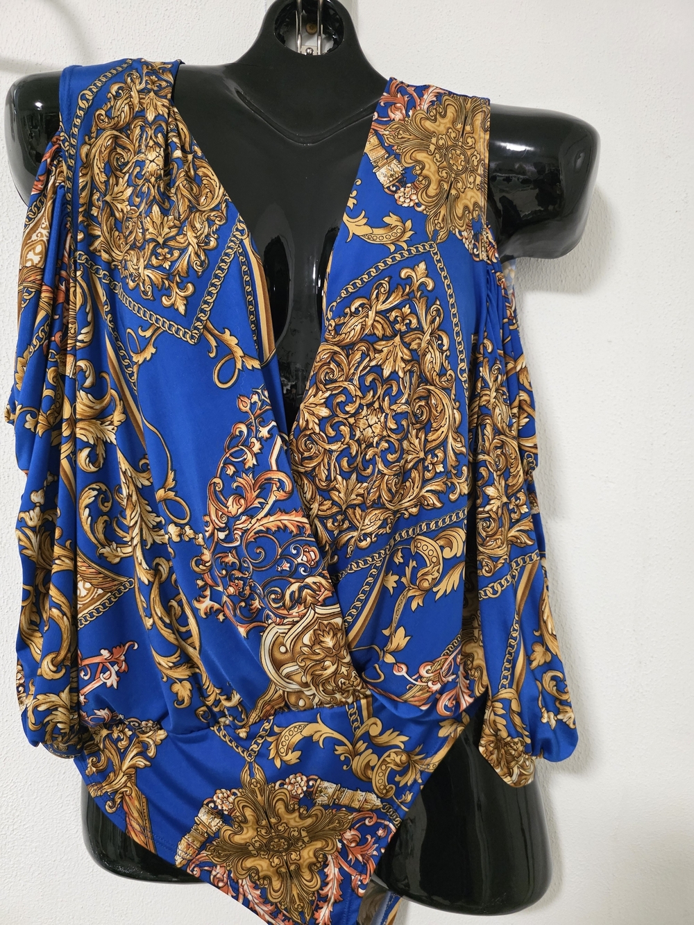 Blue & Gold Baroque Surplice Bodysuit